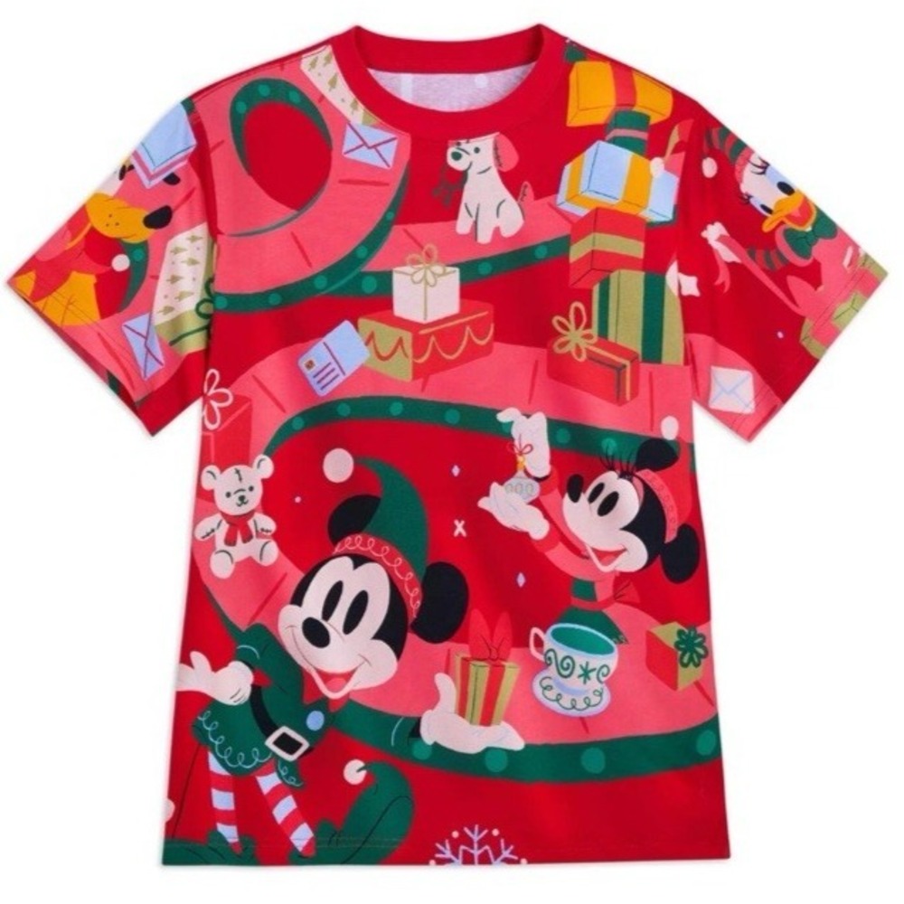Disney Parks Holiday Christmas Shirt Mickey Mouse Elf All Over Print WDW 71 XL